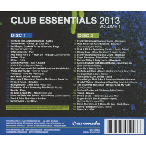 Club Essentials 2013 Volume 1 V1 - Various Artists [CD Album] Armada ARMA342 - New Sealed - Attic Discovery Shop