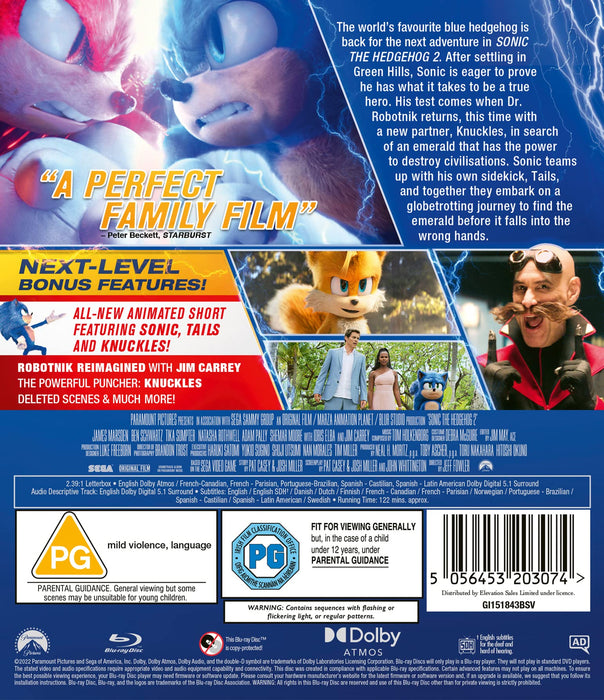 Sonic The Hedgehog 2 [Blu-ray] [2022] [Region Free] [LN] - Like New - Attic Discovery Shop