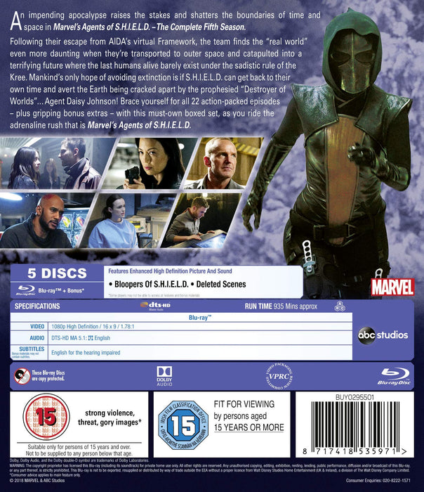Agents Of S.H.I.E.L.D. Season 5 [BLU-RAY] 2018 [Region Free] Marvel - New Sealed - Attic Discovery Shop