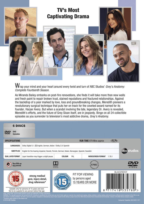 Grey's Anatomy Season 14 [DVD] [2018] [Region 2] Complete Fourteenth Series MINT - Acceptable - Attic Discovery Shop
