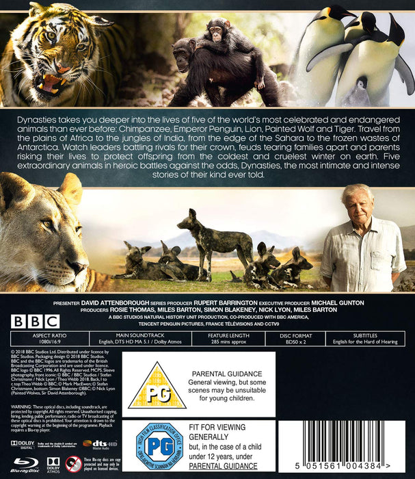 Dynasties [Blu-Ray] [2018] BBC Earth David Attenborough [Region B] - New Sealed