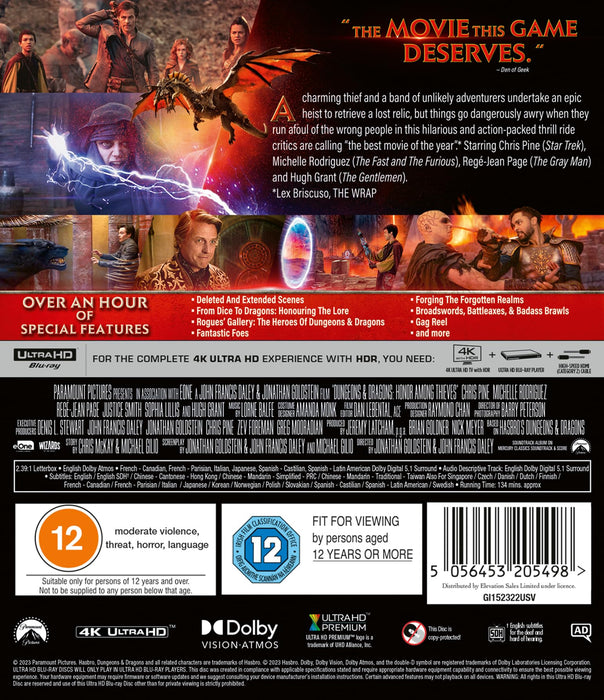 Dungeons & Dragons: Honour Among Thieves [4K UHD Blu-ray] [2023] [Region Free]  - Very Good - Attic Discovery Shop