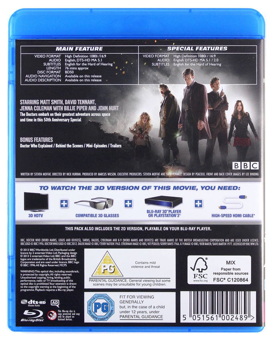 Doctor Who: The Day of the Dr. – 50th Anniversary Ed. [Blu-ray 3D] UK NEW Sealed - Attic Discovery Shop