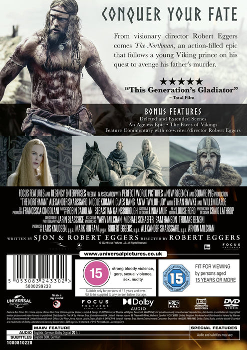 The Northman [DVD] [2022] [Region 2 & 4 / PAL UK] - New Sealed - Attic Discovery Shop