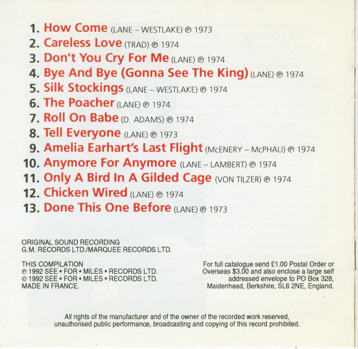 Anymore for Anymore...Plus - Ronnie Lane And Slim Chance [Rare CD Album] - Very Good - Attic Discovery Shop