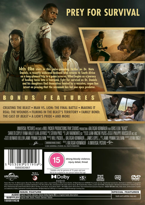 Beast [DVD] [2022] [Region 2, 4 / PAL UK] (Idris Elba) - New Sealed - Attic Discovery Shop