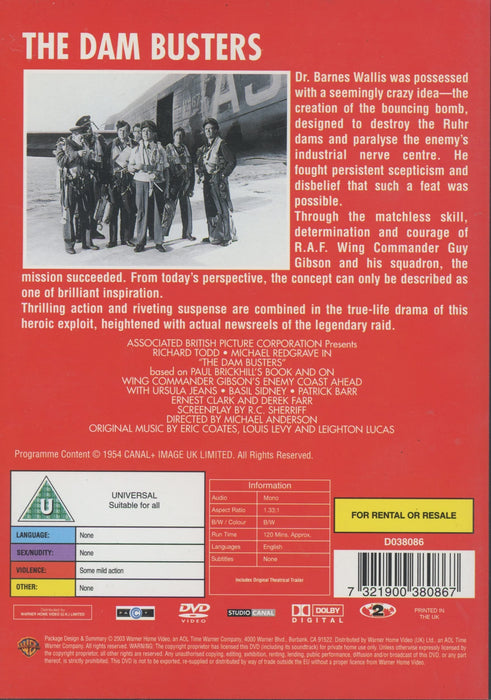 The Dam Busters [DVD] [1955] by Richard Todd [Region 2] Rare Alternate Cover Art - Very Good - Attic Discovery Shop