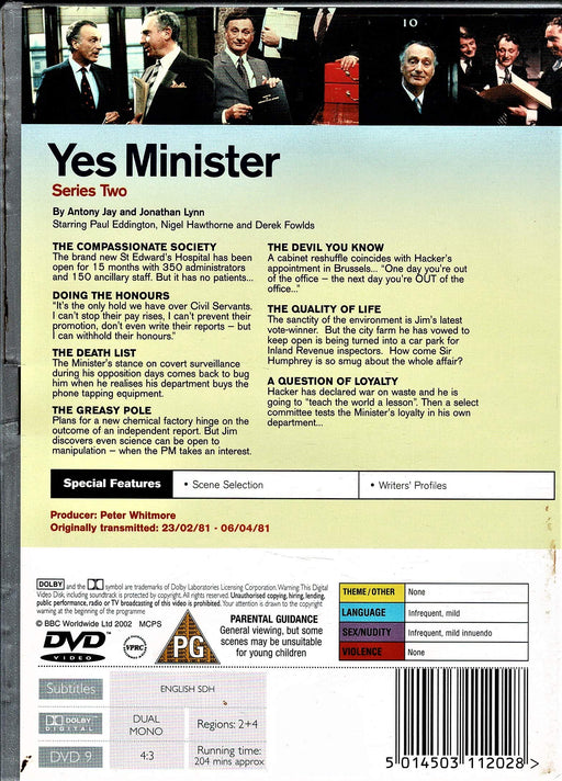 Yes Minister - Series Two [1981] [DVD] [Region 2, 4] - New Sealed - Attic Discovery Shop