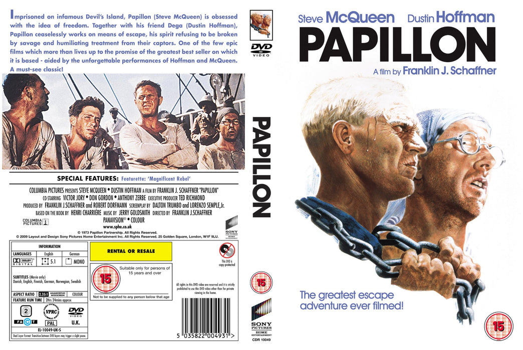 Papillon [DVD] [1973] [1974] [Region 2] Classic - New Sealed