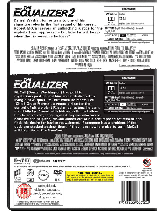The Equalizer 1 & 2 [DVD] [2018] [Region 2] Denzel Washington Collection  - Very Good - Attic Discovery Shop