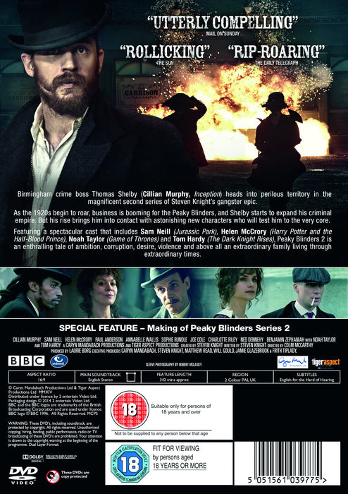 Peaky Blinders - Series 2 [DVD] [Region 2] Complete Second Season - New Sealed - Attic Discovery Shop