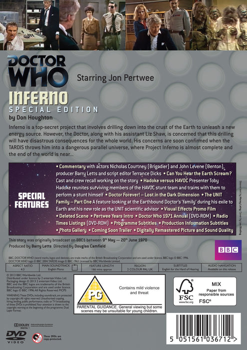 Doctor Who: Inferno [DVD] 1970 Classic [Region 2] Dr. Special Edition 2 Disc Set - Attic Discovery Shop
