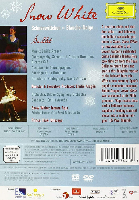 Emilio Aragón, Bilbao Orkestra Sinfonikoa - Snow White DVD 2008 NTSC Region Free - Very Good - Attic Discovery Shop