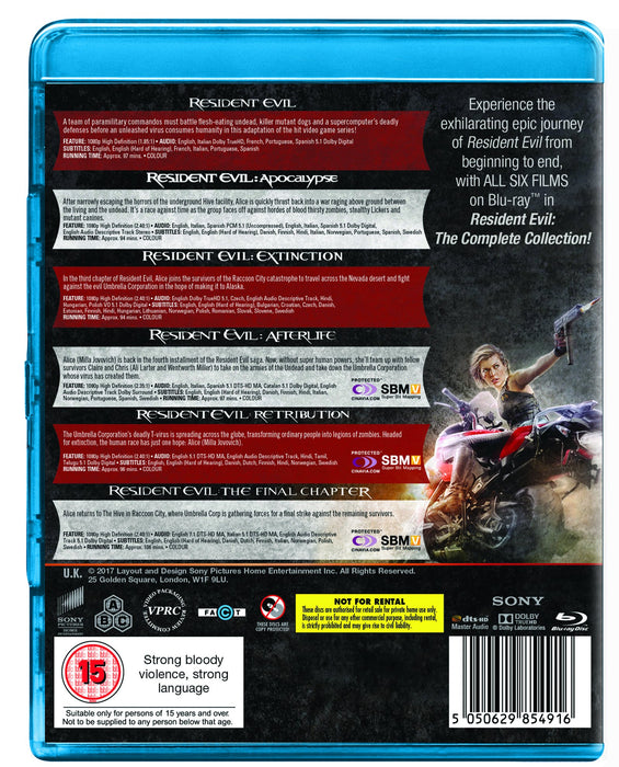 Resident Evil: The Complete Collection [Blu-ray Box Set] [Region Free] [LN] 2017 - Like New - Attic Discovery Shop