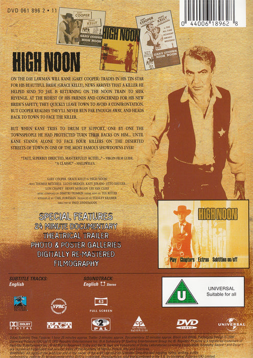 High Noon DVD [1952 Classic Western Drama] [Region 2] - New Sealed - Attic Discovery Shop