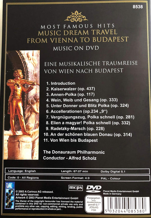 Music Dream Travel from Vienna to Budapest Most Famous Hits DVD PAL Region Free - Very Good - Attic Discovery Shop