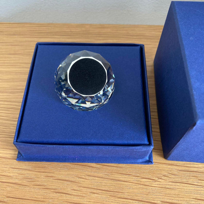 Swarovski Rare 10 Year Anniversary Blue Label Paperweight - High-quality Crystal - Very Good - Attic Discovery Shop