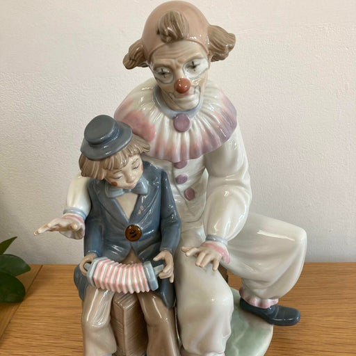 Vintage 1992 Lladro NAO  Lesson of Music #701 Clown Boy Accordion Figurine Large - Very Good - Attic Discovery Shop