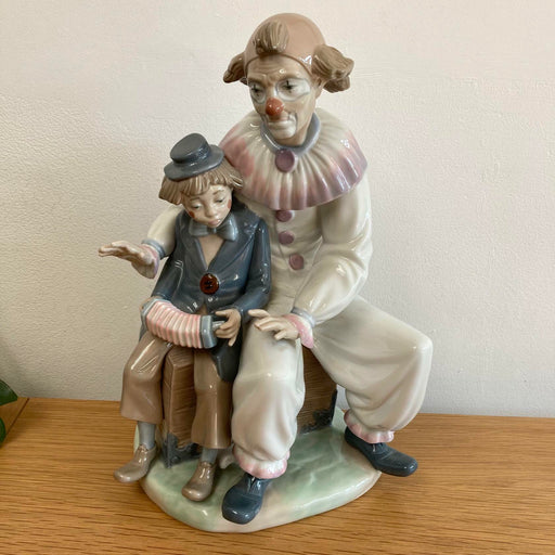 Vintage 1992 Lladro NAO  Lesson of Music #701 Clown Boy Accordion Figurine Large - Very Good - Attic Discovery Shop