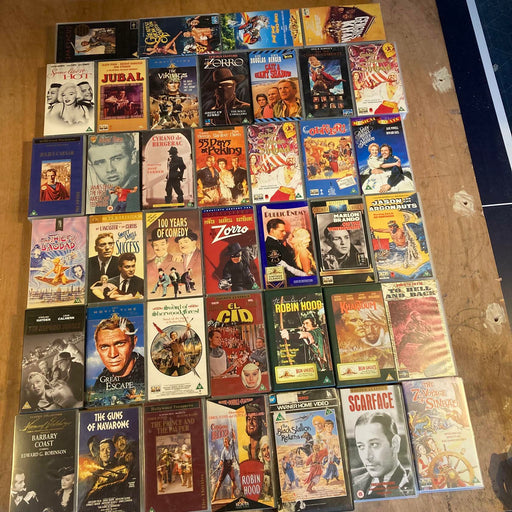 39 VHS Job Lot Old Classics Videos Robin Hood, Sinbad, Guns of Navarone, Zorro - Good - Attic Discovery Shop