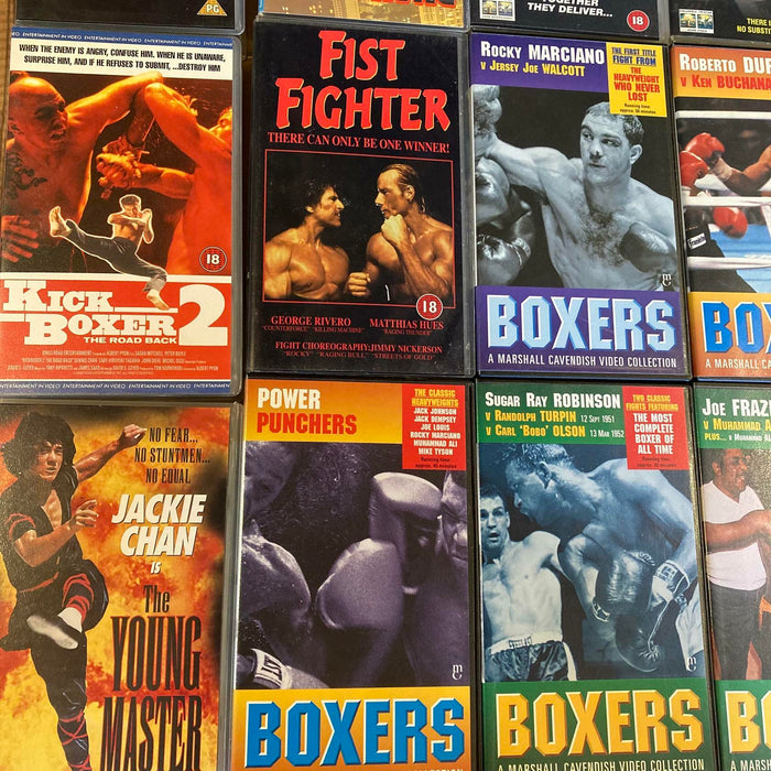 47 VHS Job Lot Martial Arts & Boxing Videos Bruce Lee, Jackie Chan Chuck Norris - Good - Attic Discovery Shop