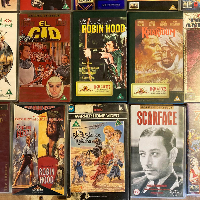 39 VHS Job Lot Old Classics Videos Robin Hood, Sinbad, Guns of Navarone, Zorro - Good - Attic Discovery Shop