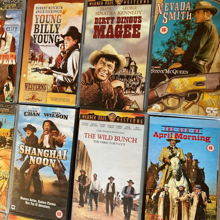 54 VHS Job Lot Classic Western Film Videos John Wayne Clint Eastwood Dean Martin - Good - Attic Discovery Shop