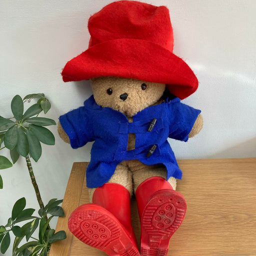 Vintage Paddington Teddy Bear With Red Hat, Boots & Blue Jacket Large 50CM+ VGC - Good - Attic Discovery Shop