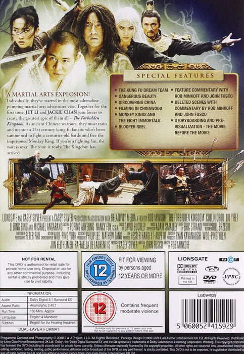 Forbidden Kingdom [DVD] [2008] [Region 2] Jackie Chan Martial Arts - New Sealed