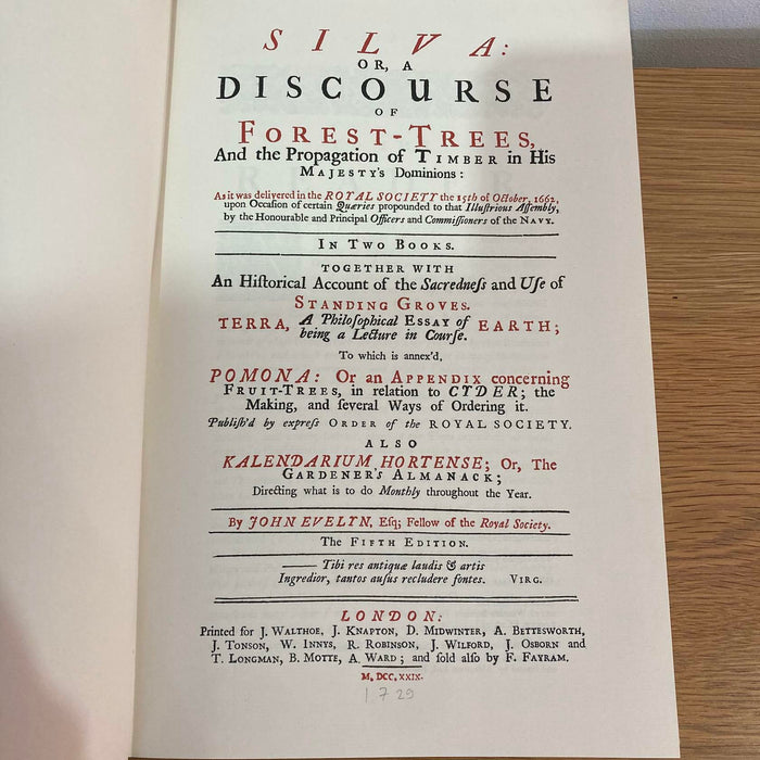 Silva or A Discourse of Forest-trees and Propagation of Timber 5th Edition Book - Very Good