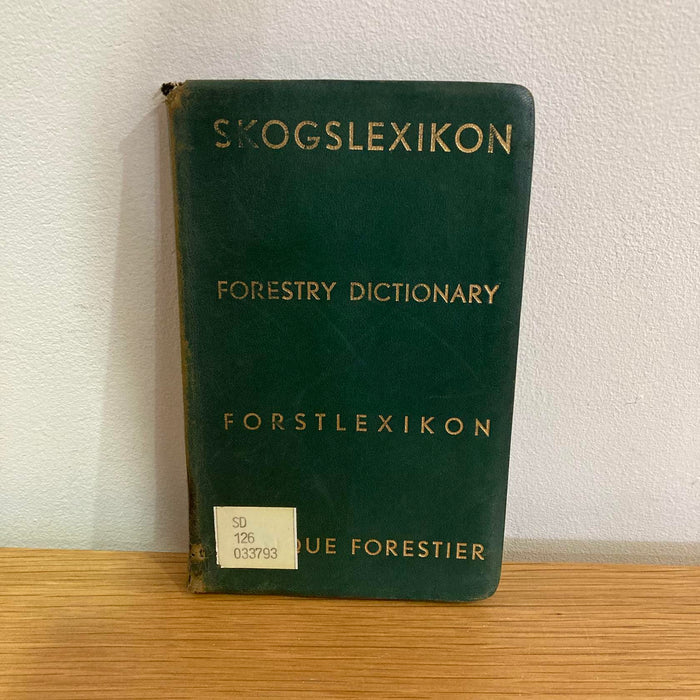 Forestry Dictionary Swedish / English / German 1955 Book Svenska M. E. Simonen - Good