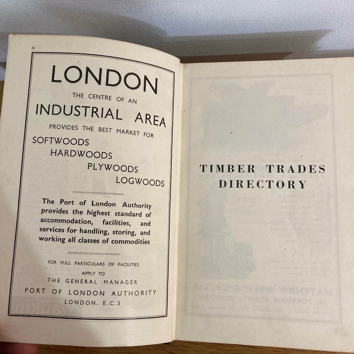 The Timber Trades Directory Journal 1939 Fleet St London Rare Book Wood Exporter - Good