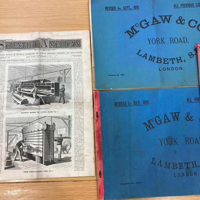 Moulding Works Antique McGaw and Co's Rare 1800s Lambeth London Wood Mould Lists - Good