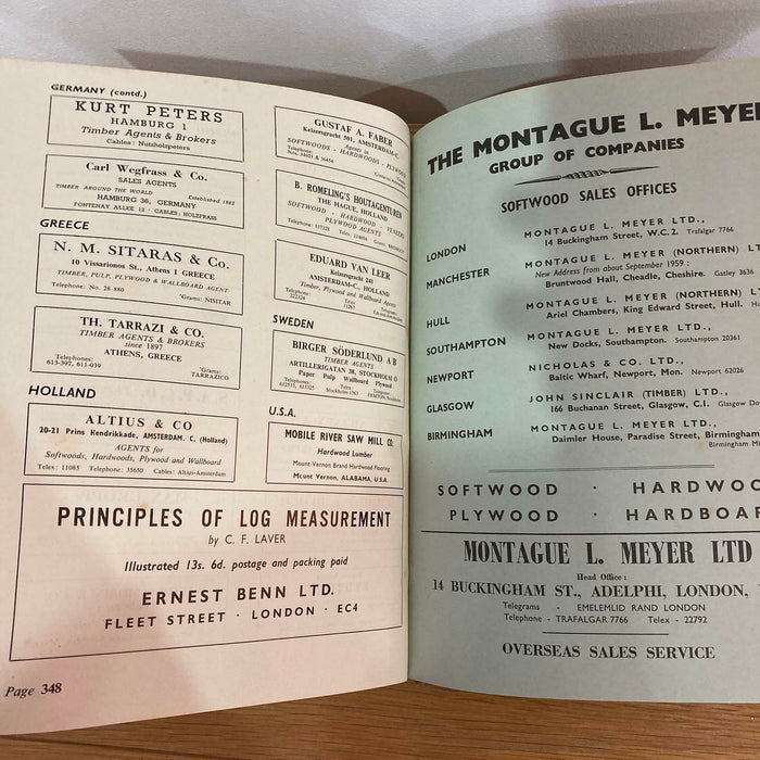 1959, Shipping Marks on Timber, Trades Journal, Forestry, Agents Hardback Book - Good