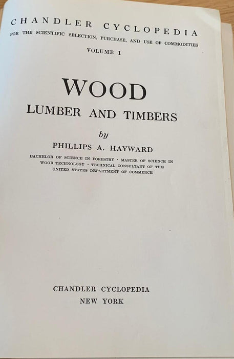 HAYWARD "WOOD, LUMBER & TIMBERS" 1930 HC VG MAPS, TABLES, ILLUSTRATIONS Hardback - Good