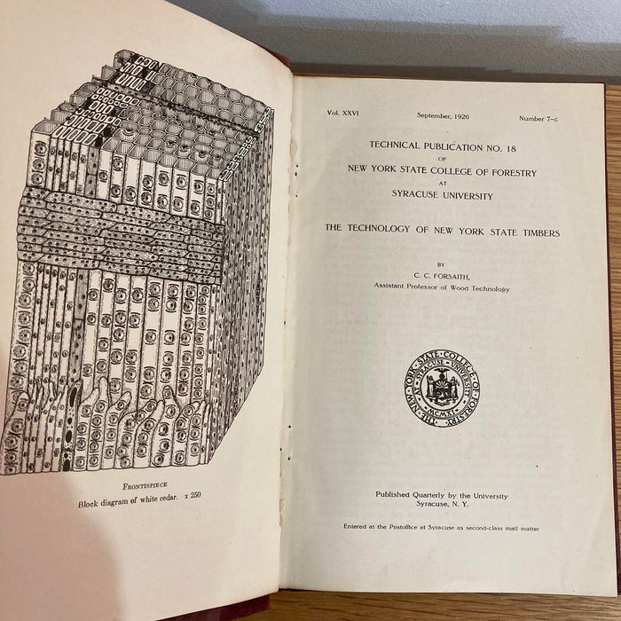 The Technology of New York State Timbers 1926 Syracuse NY University Rare Book - Good