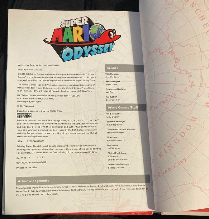 Super Mario Odyssey Hardback Book Prima 2017 Rare 350 Pages [GC] Guide - Good