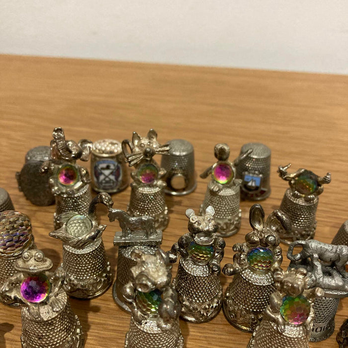 Thimbles Character & Other Metal Rare Lot x24 Total Crystal Collectable Bundle - Good