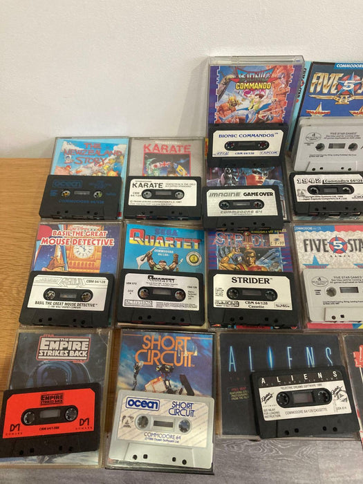 C64 Commodore 64 Games Cassette Bundle Lot 80+ Star Wars, Aliens, Strider & MORE - Good