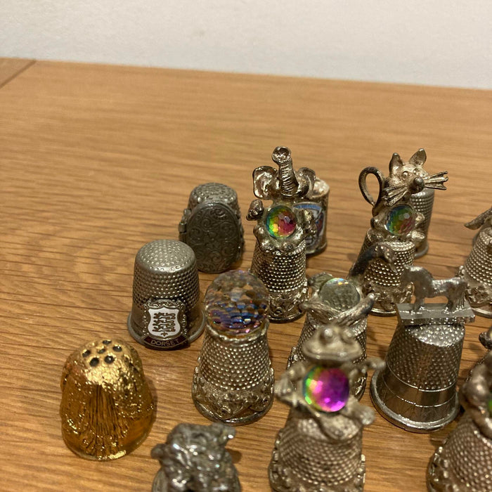 Thimbles Character & Other Metal Rare Lot x24 Total Crystal Collectable Bundle - Good