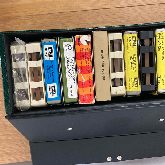 8-Track Cassette Tapes Job Lot Some Rare + Carry Storage Case with Lock & Key - Very Good