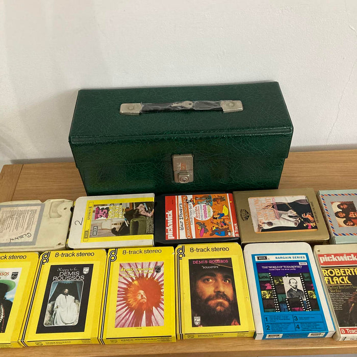 8-Track Cassette Tapes Job Lot Some Rare + Carry Storage Case with Lock & Key - Very Good