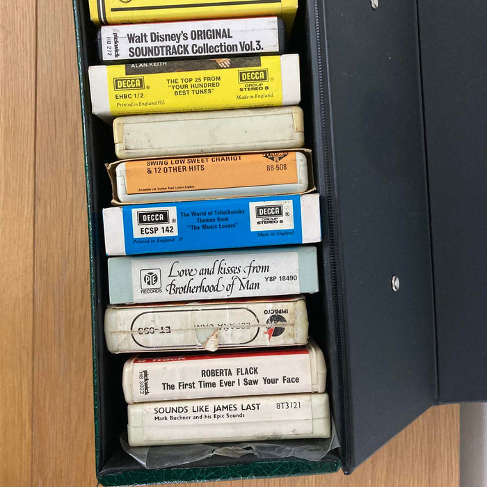 8-Track Cassette Tapes Job Lot Some Rare + Carry Storage Case with Lock & Key - Very Good