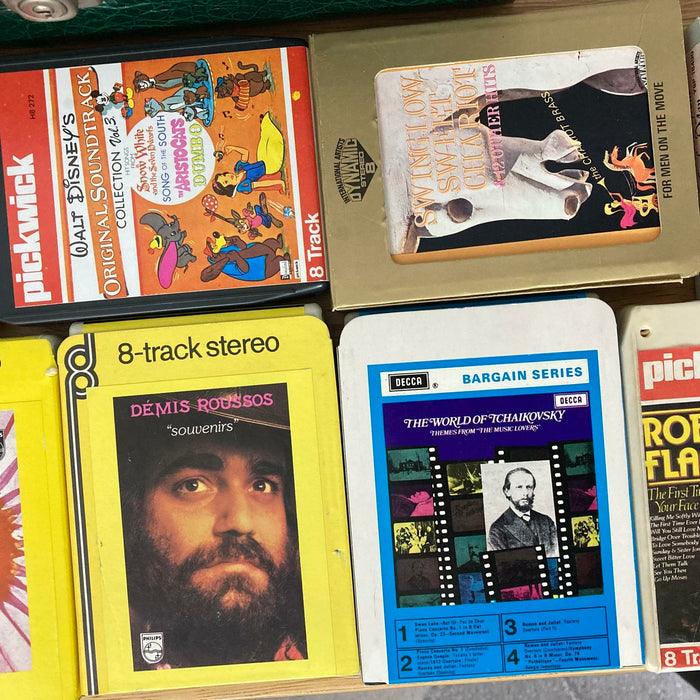 8-Track Cassette Tapes Job Lot Some Rare + Carry Storage Case with Lock & Key - Very Good