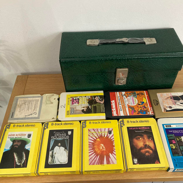 8-Track Cassette Tapes Job Lot Some Rare + Carry Storage Case with Lock & Key - Very Good