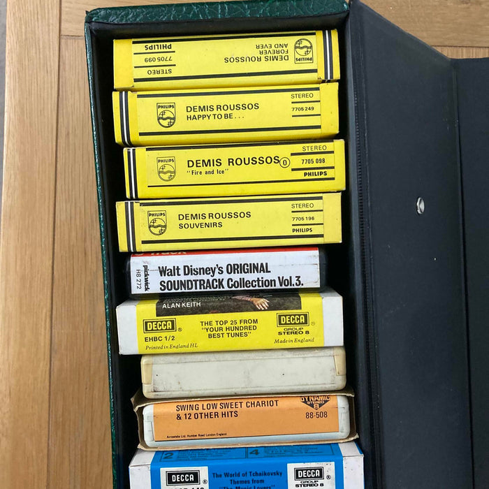 8-Track Cassette Tapes Job Lot Some Rare + Carry Storage Case with Lock & Key - Very Good