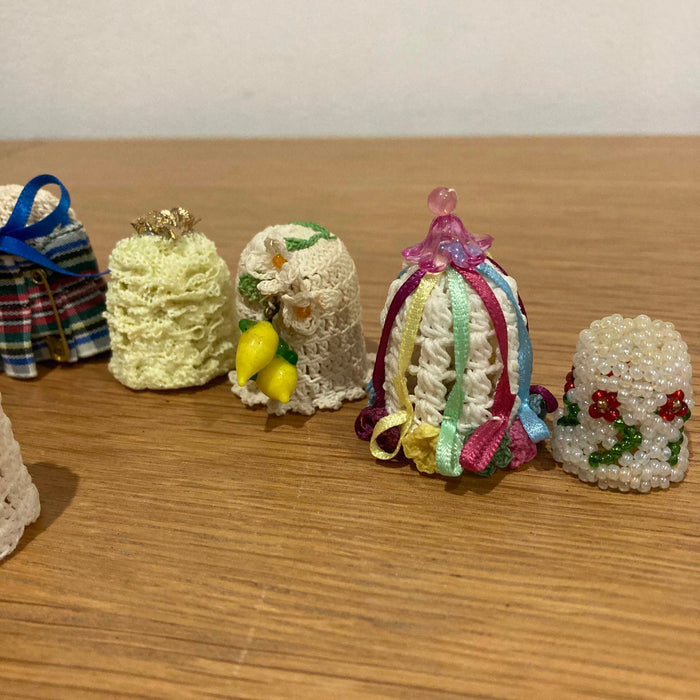 Handmade Thimble Covers with Beads, Ribbons, Fabrics Etc Rare Vintage x13 Lot - Good - Attic Discovery Shop