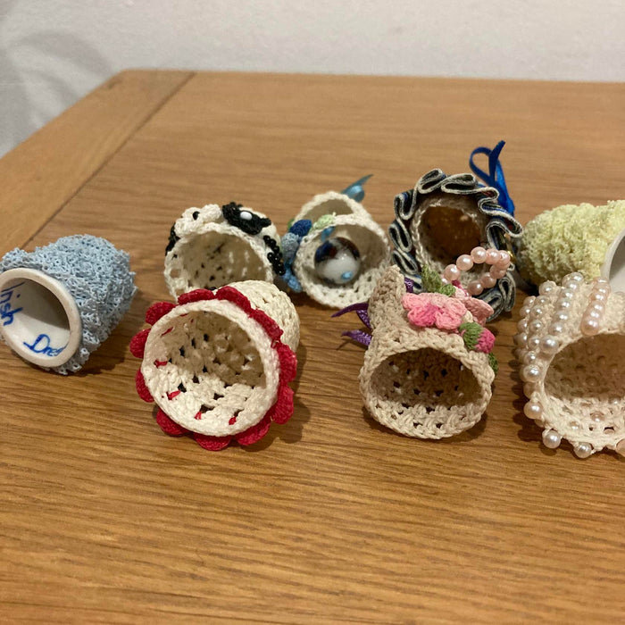 Handmade Thimble Covers with Beads, Ribbons, Fabrics Etc Rare Vintage x13 Lot - Good - Attic Discovery Shop