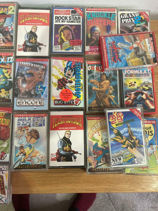 C64 Commodore 64 Games Cassette Bundle Lot 80+ Star Wars, Aliens, Strider & MORE - Good