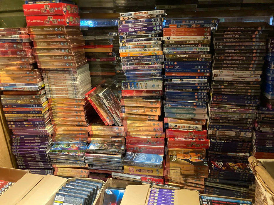 DVDs CDs New Sealed WHOLESALE £10 per BOX LOT 1000s Available Bundle + Blu-ray